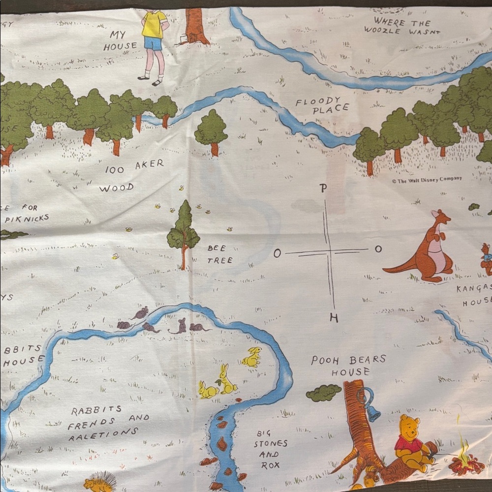 Vintage Walt Disney Winnie The Pooh Hundred Acre Woods Full Sheet Set‎ VERY RARE